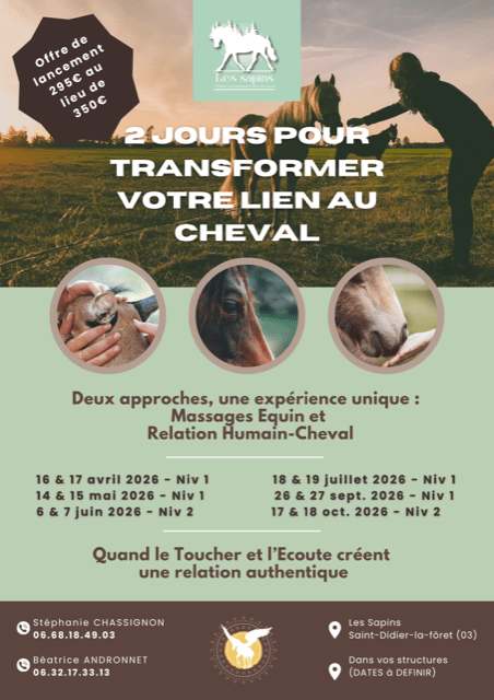 43 affiche mass Les Sapins massage communication chevaux Allier